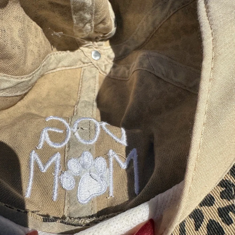 David and Young Womens Embroidered “ Dog Mom “ Leopard Adjustable Baseball Hat
